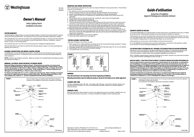 Page 1 de la notice Manuel utilisateur Westinghouse Dorney 6128100