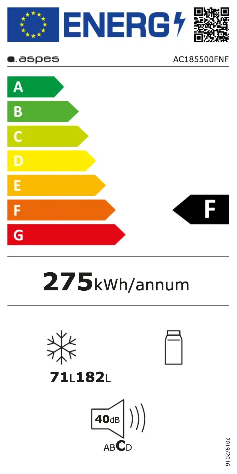 Page n°1 - Label énergétique Aspes AC185500FNF