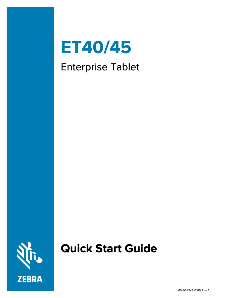 Page n°1 - Manuel utilisateur Zebra ET40