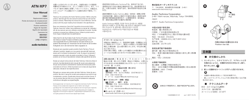 Page 1 de la notice Manuel utilisateur Audio-Technica ATN-XP7