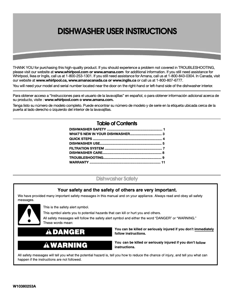Page n°1 - Manuel utilisateur Amana ADB1100AW
