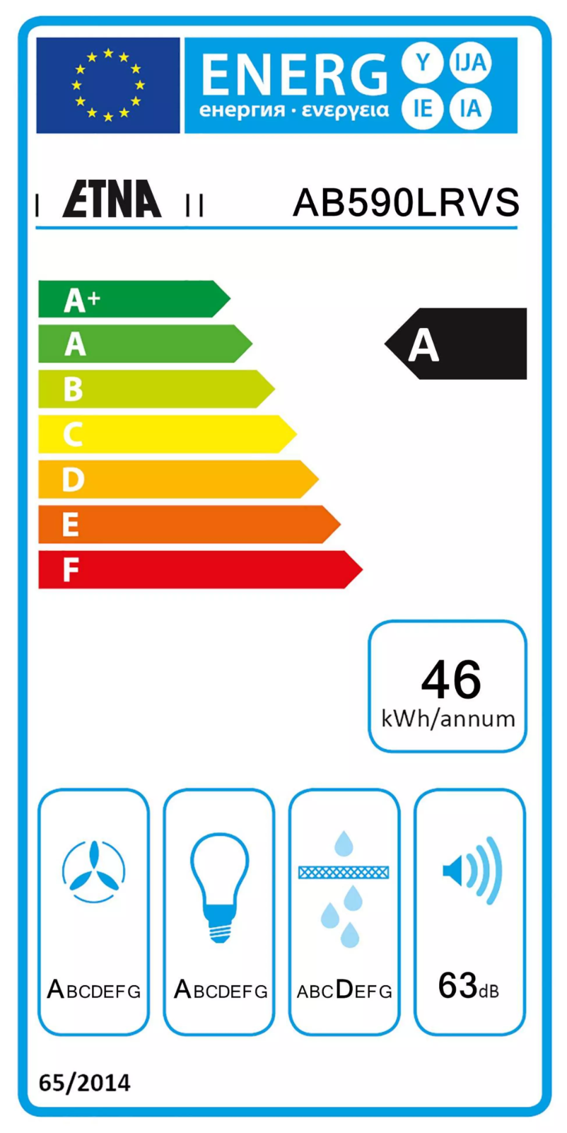Page 1 de la notice Label énergétique Etna AB590LRVS
