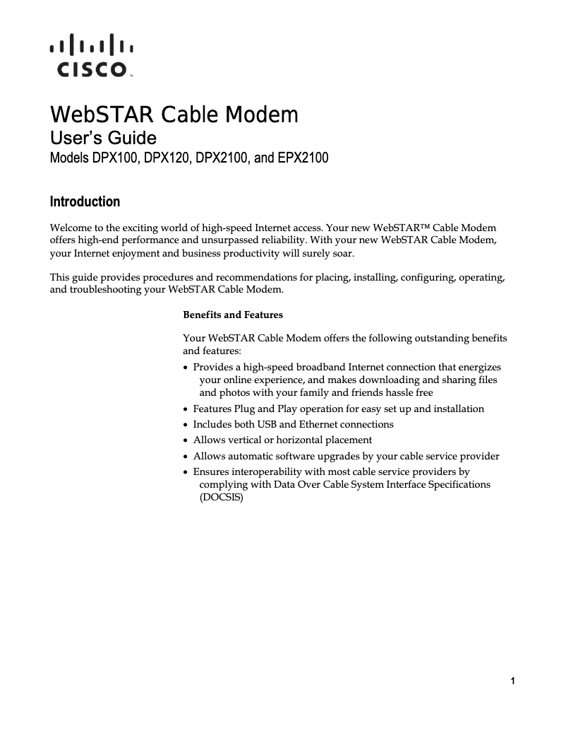 Page 1 de la notice Manuel utilisateur Cisco Webstar EPX2100