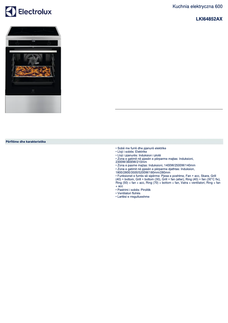 Page n°1 - Fiche technique Electrolux LKI64852AX
