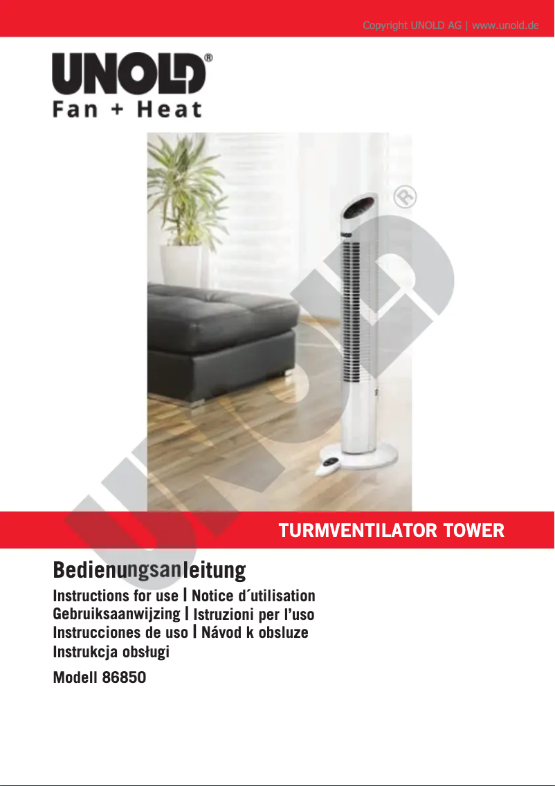 Page 1 de la notice Manuel utilisateur Unold Tower 86850