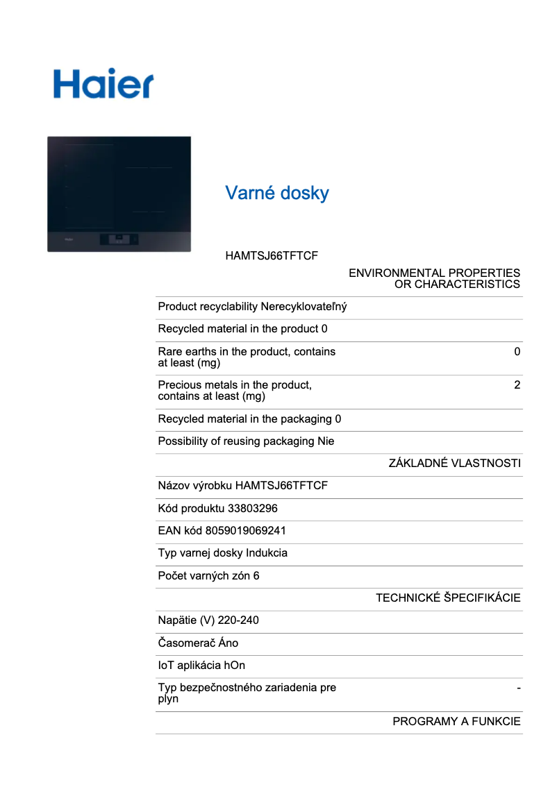 Page n°1 - Label énergétique Haier HAMTSJ66TFTCF