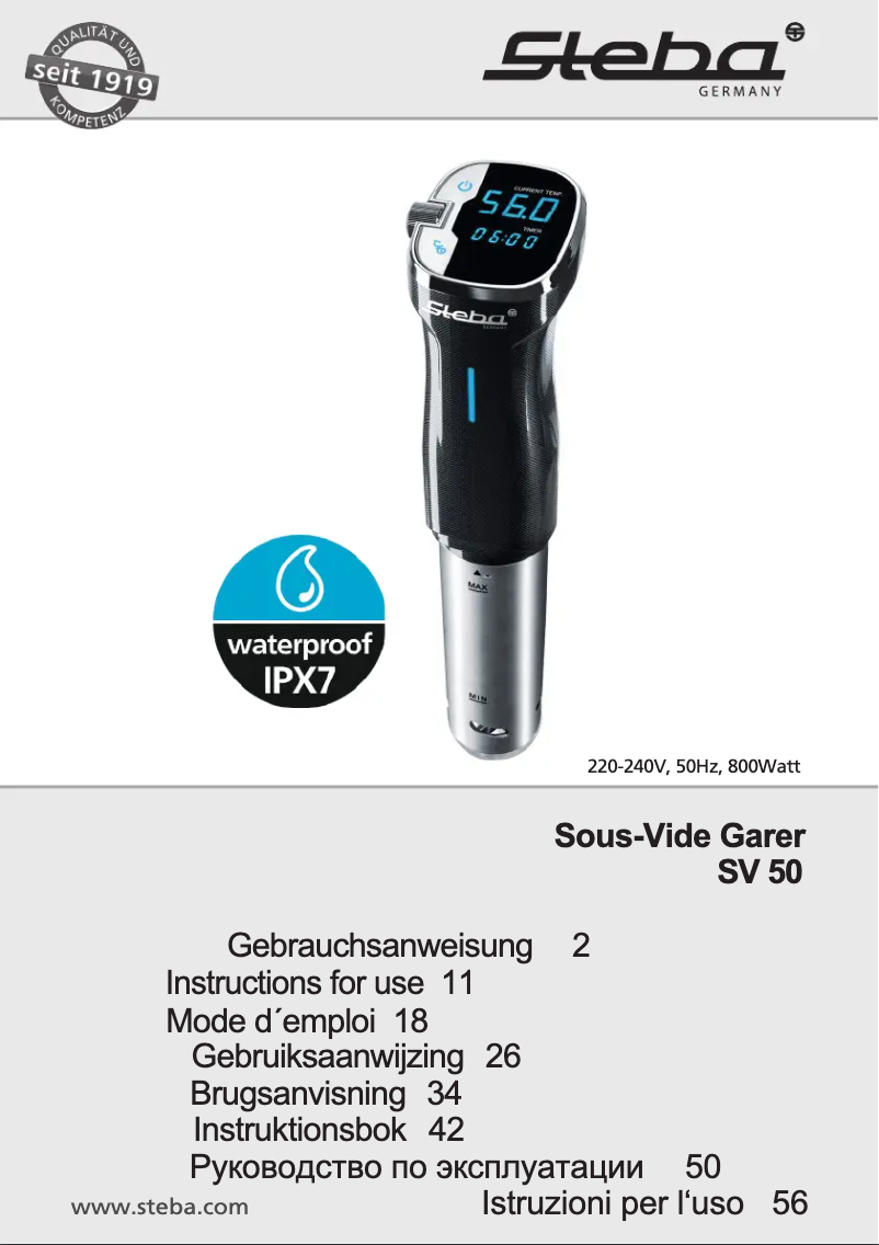 Page 1 de la notice Manuel utilisateur Steba SV 50