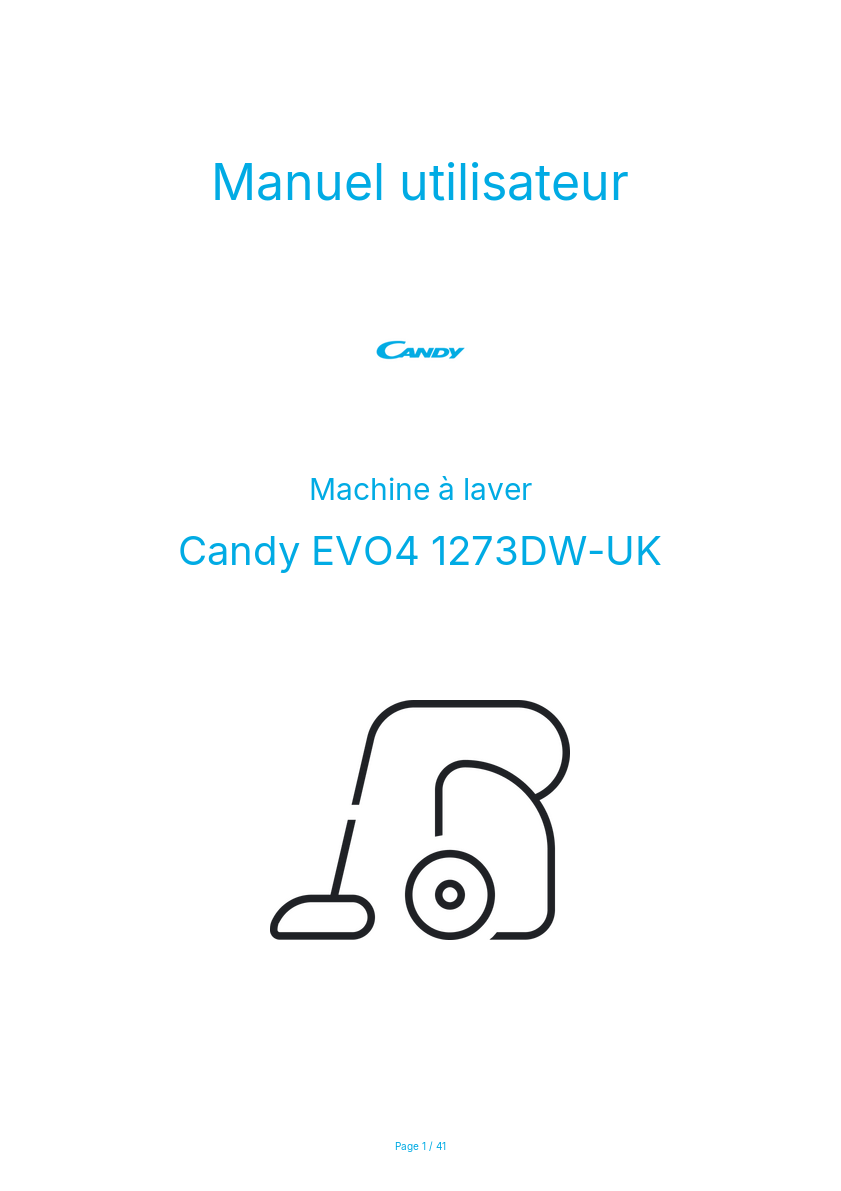 Page n°1 - Manuel utilisateur Candy EVO4 1273DW-UK