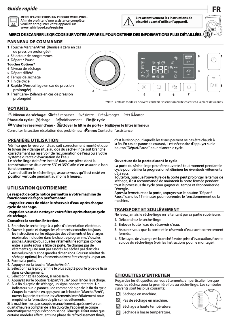 Página 1 del manual Manual de uso y mantenimiento Whirlpool FFT M11 82WS FR