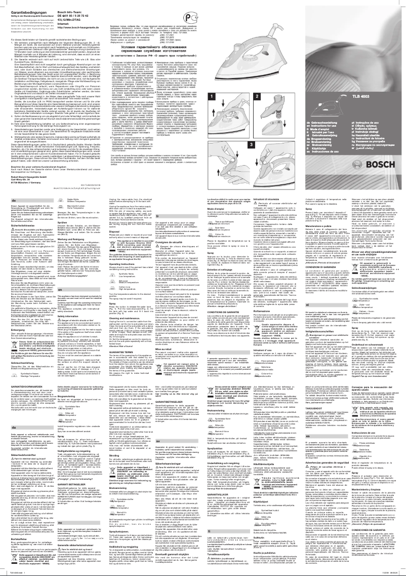 Page 1 de la notice Manuel utilisateur Bosch TLB4003