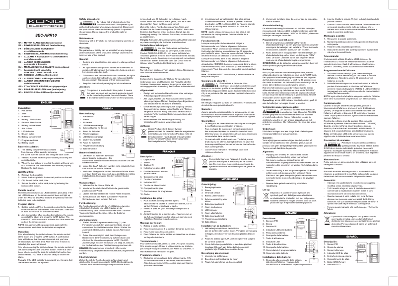 Page 1 de la notice Manuel utilisateur Konig SEC-APR10