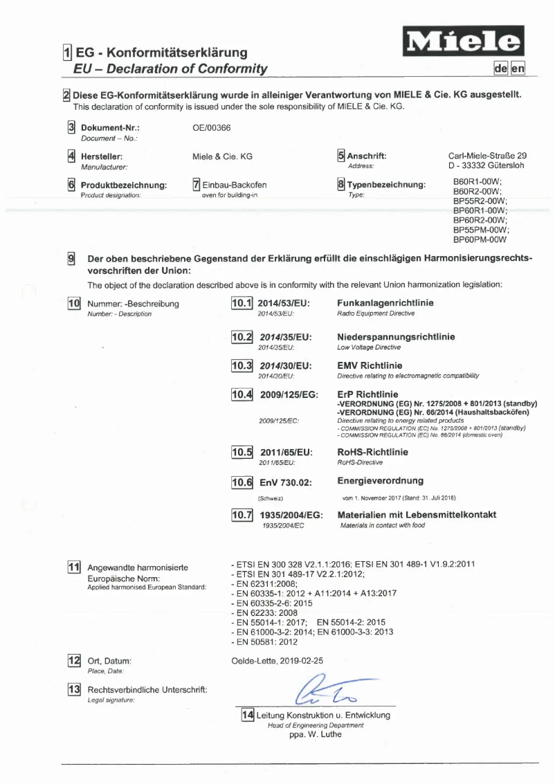 Page n°1 - Manuel utilisateur Miele H 7163 BP