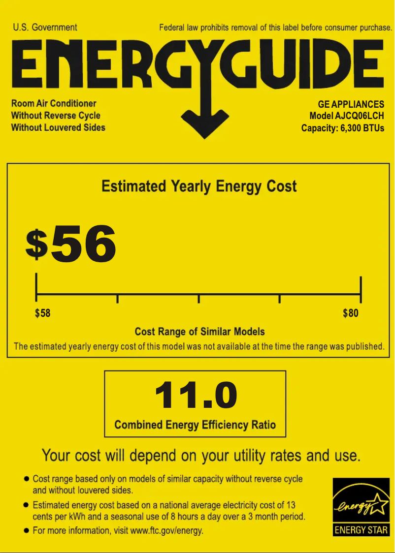 Page n°1 - Label énergétique GE AJCQ06LCH