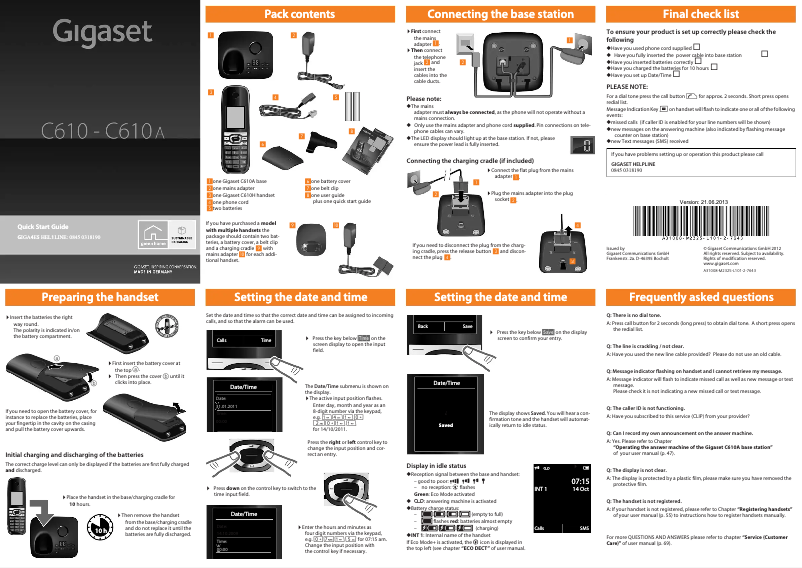 Page 1 de la notice Manuel utilisateur Gigaset C610A TRIO