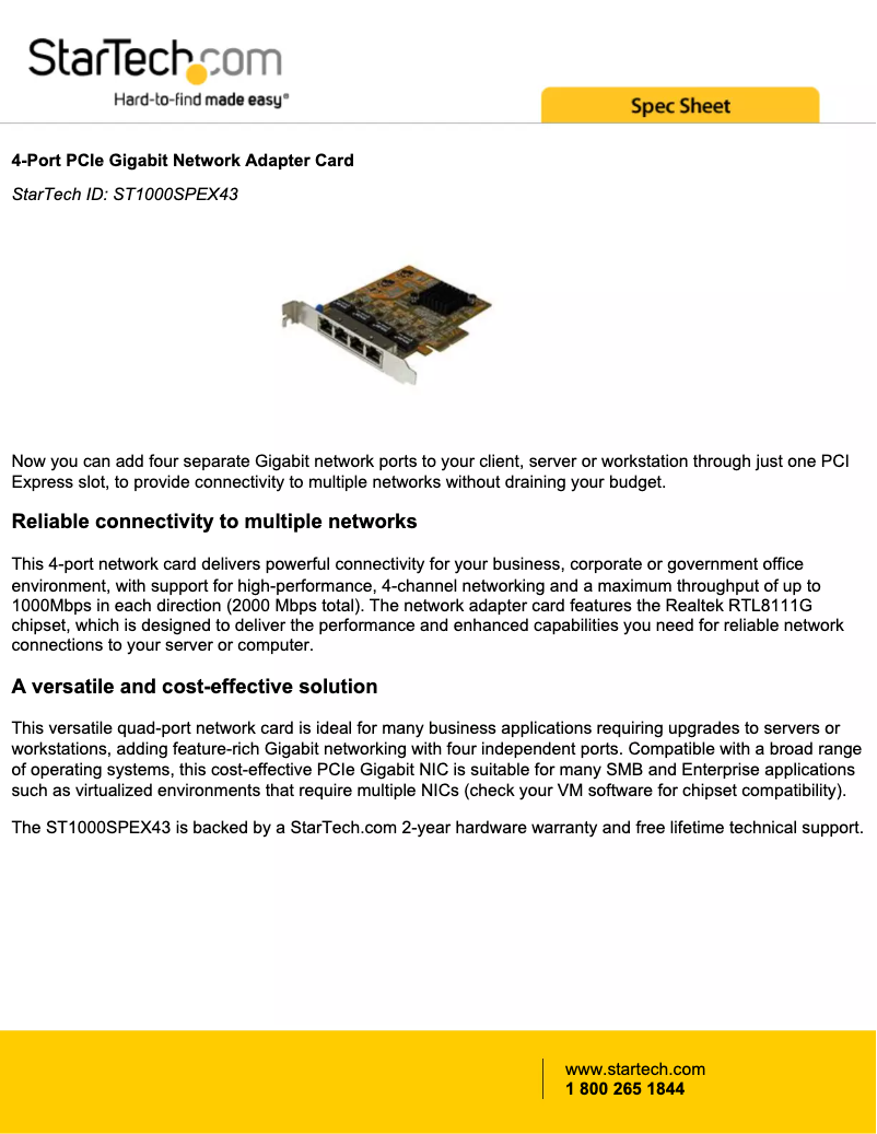 Página 1 del manual Folleto StarTech.com ST1000SPEX43