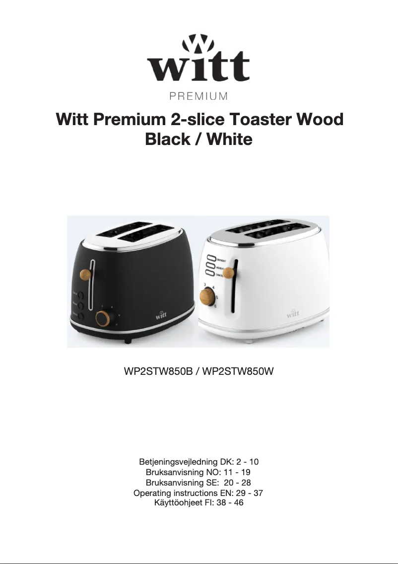 Page n°1 - Manuel utilisateur Witt WP2STW850W
