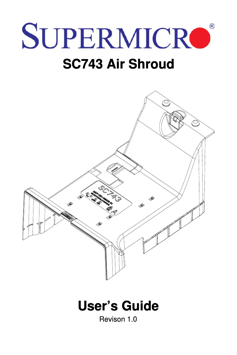 Page 1 de la notice Manuel utilisateur Supermicro Air Shroud