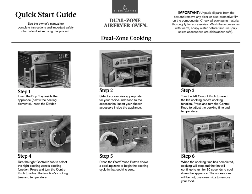 Page n°1 - Guide de démarrage rapide Emeril Lagasse Dual-Zone AirFryer Oven DZEL24-01