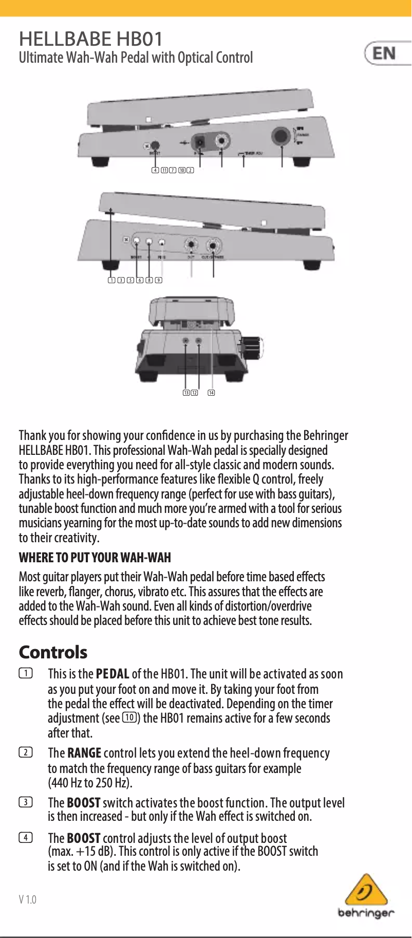 Página 1 del manual Manual de usuario Behringer Hellbabe HB01