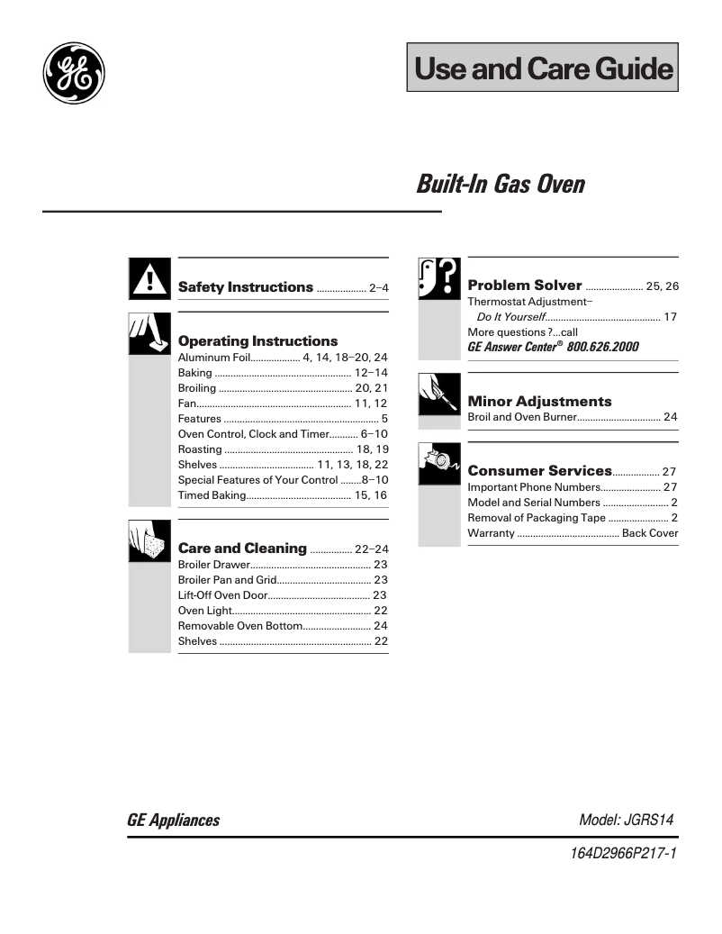 Image de la première page du manuel de l'appareil JGRS14BEWBB