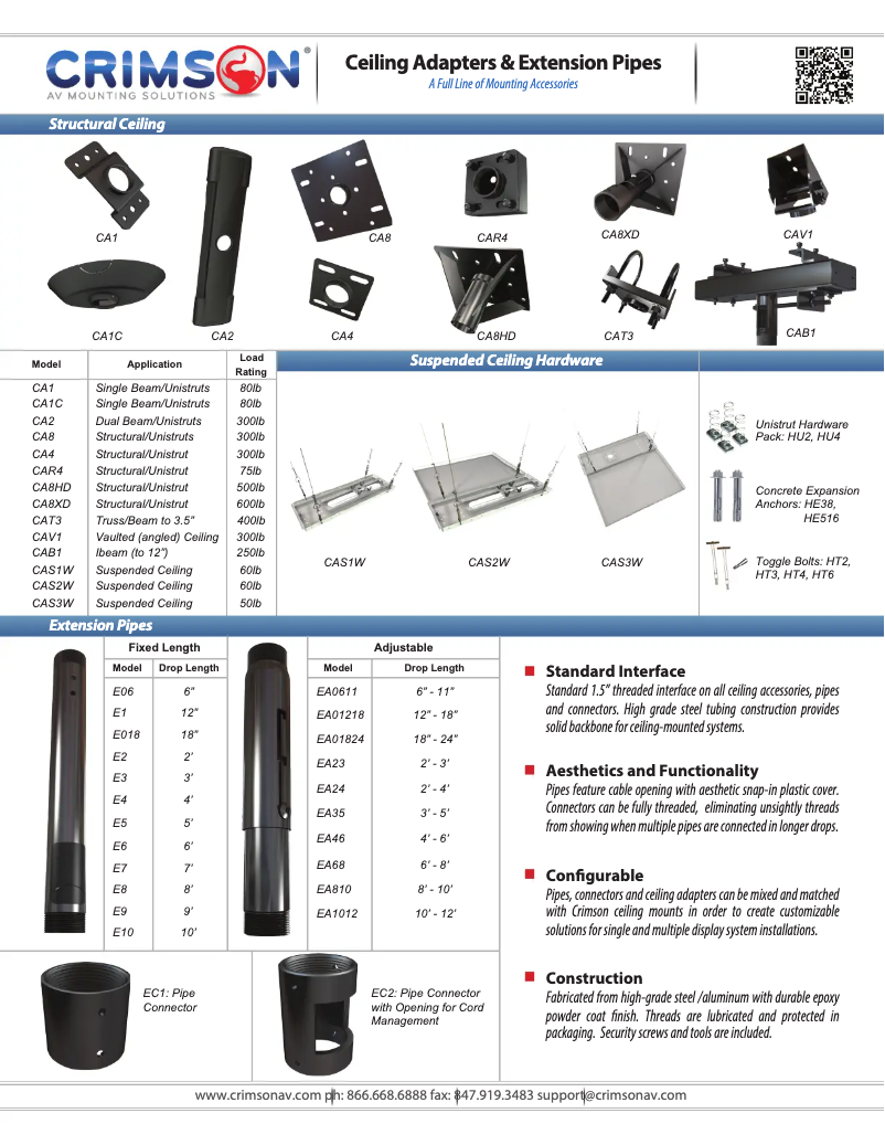 Page 1 de la notice Fiche technique Crimson CAV1