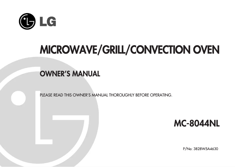 Page 1 de la notice Manuel utilisateur LG MC8044NL