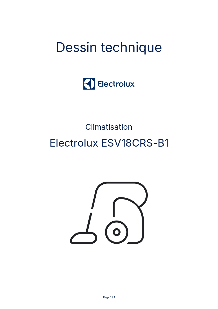 Page n°1 - Dessin technique Electrolux ESV18CRS-B1