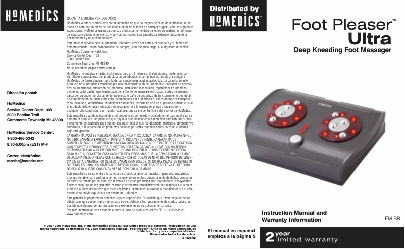 Page 1 de la notice Manuel utilisateur Homedics FM_BR