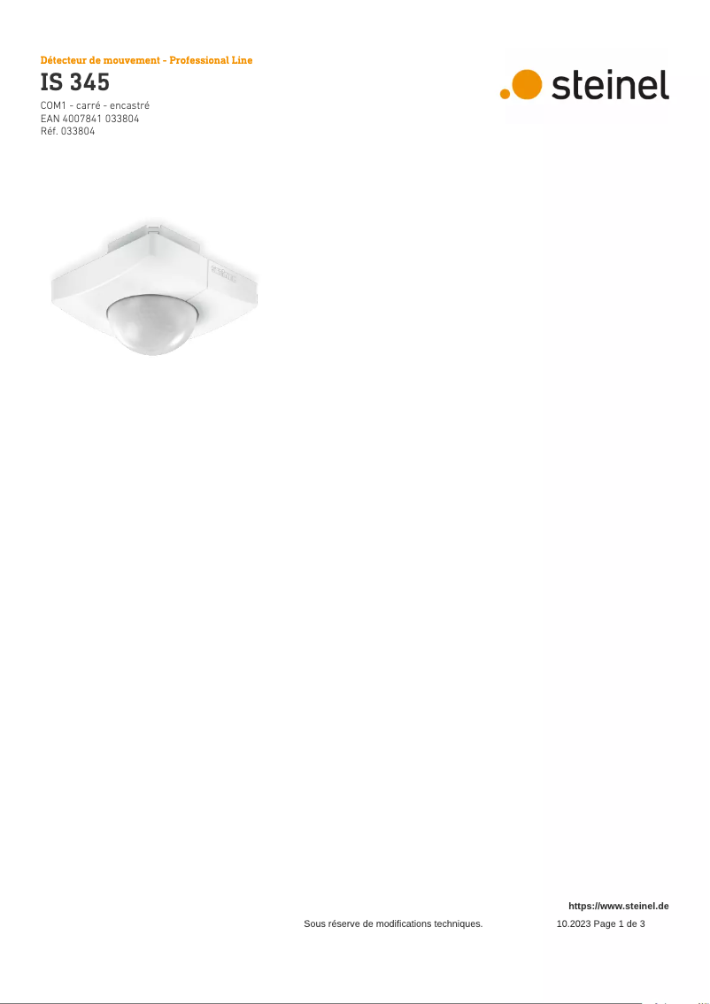 Image de la première page du manuel de l'appareil IS 345 COM1