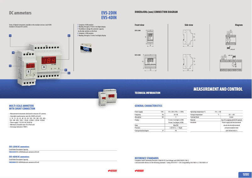 Page n°1 - Fiche technique Vemer EVS-2DIN