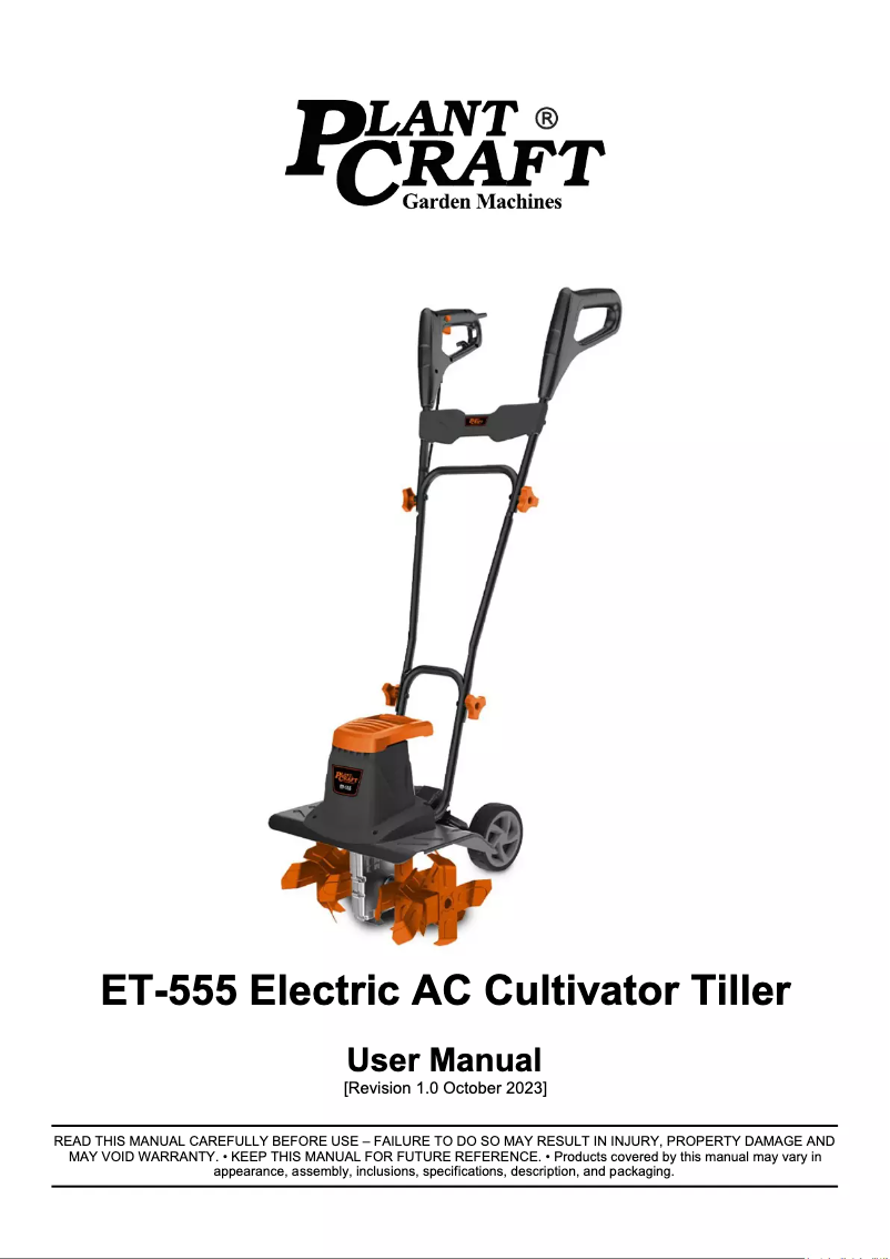 Page 1 de la notice Manuel utilisateur Plant Craft ET-555