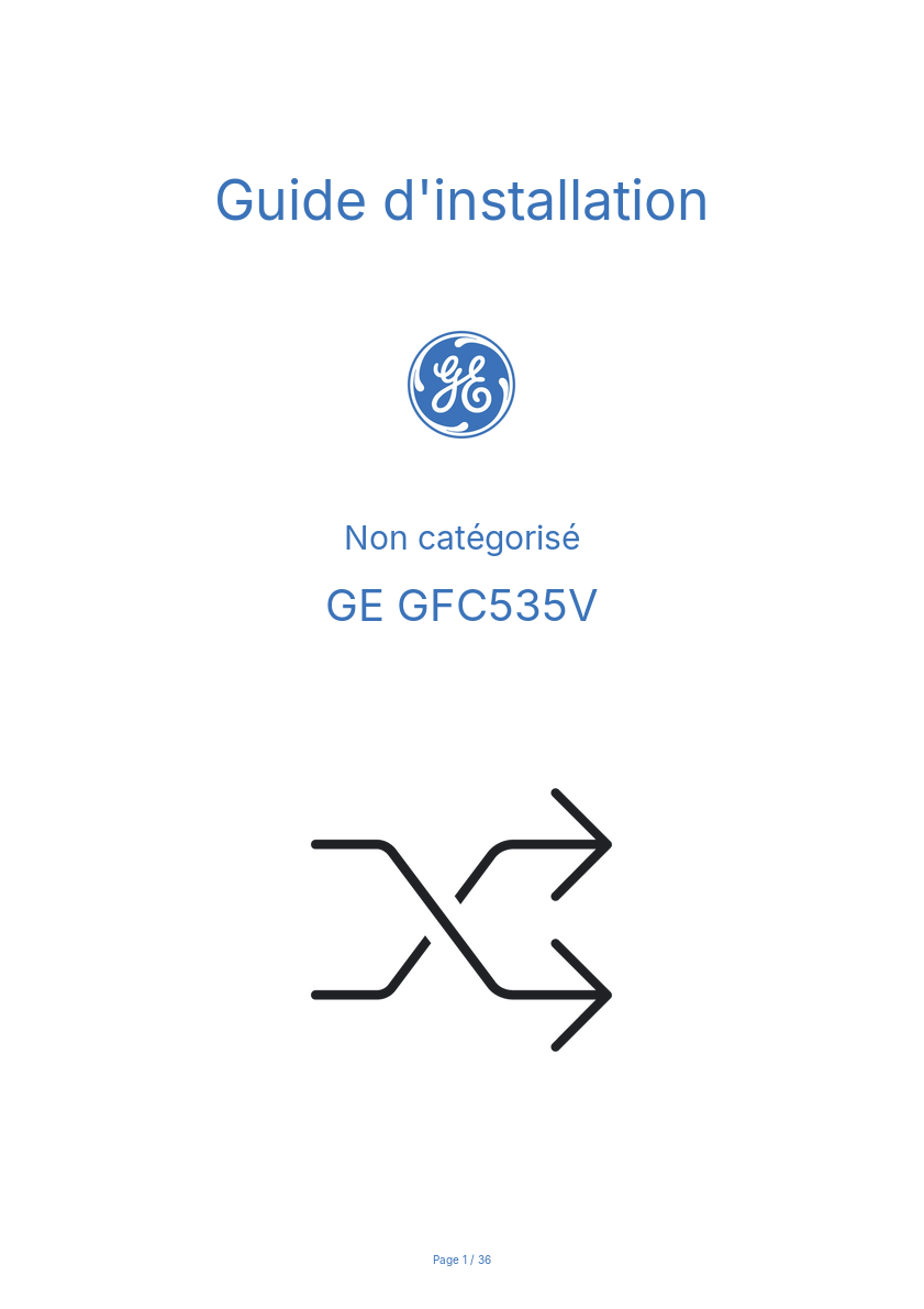 Page n°1 - Guide d'installation GE GFC535V