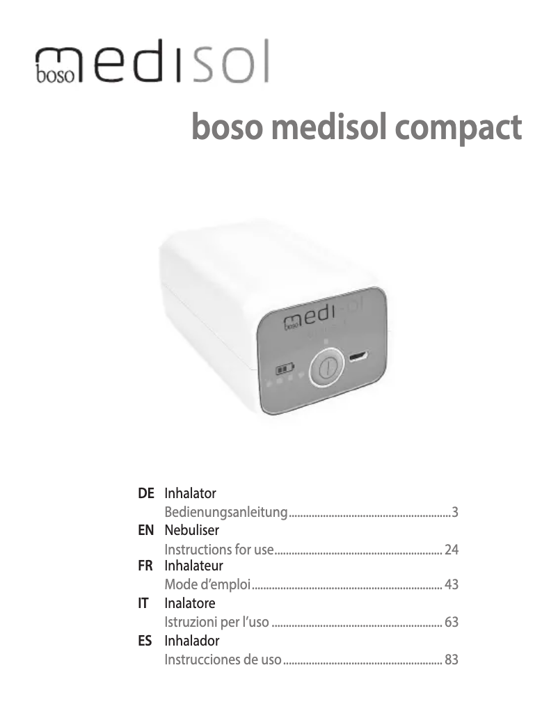 Image de la première page du manuel de l'appareil Medisol Compact