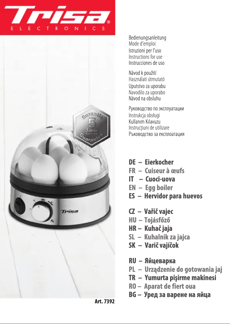 Image de la première page du manuel de l'appareil Egg Master