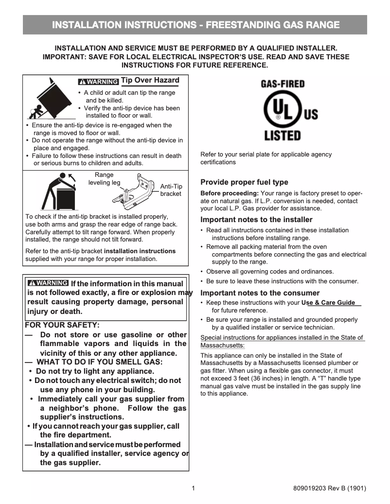 Image de la première page du manuel de l'appareil FFGH2422UW