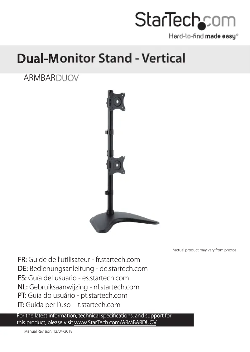 Page 1 de la notice Manuel utilisateur StarTech.com ARMBARDUOV