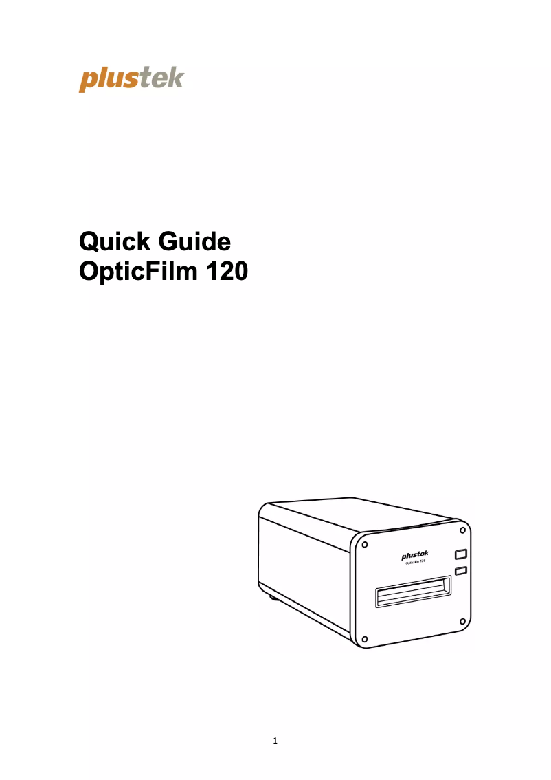 Page 1 de la notice Manuel utilisateur Plustek OpticFilm 120