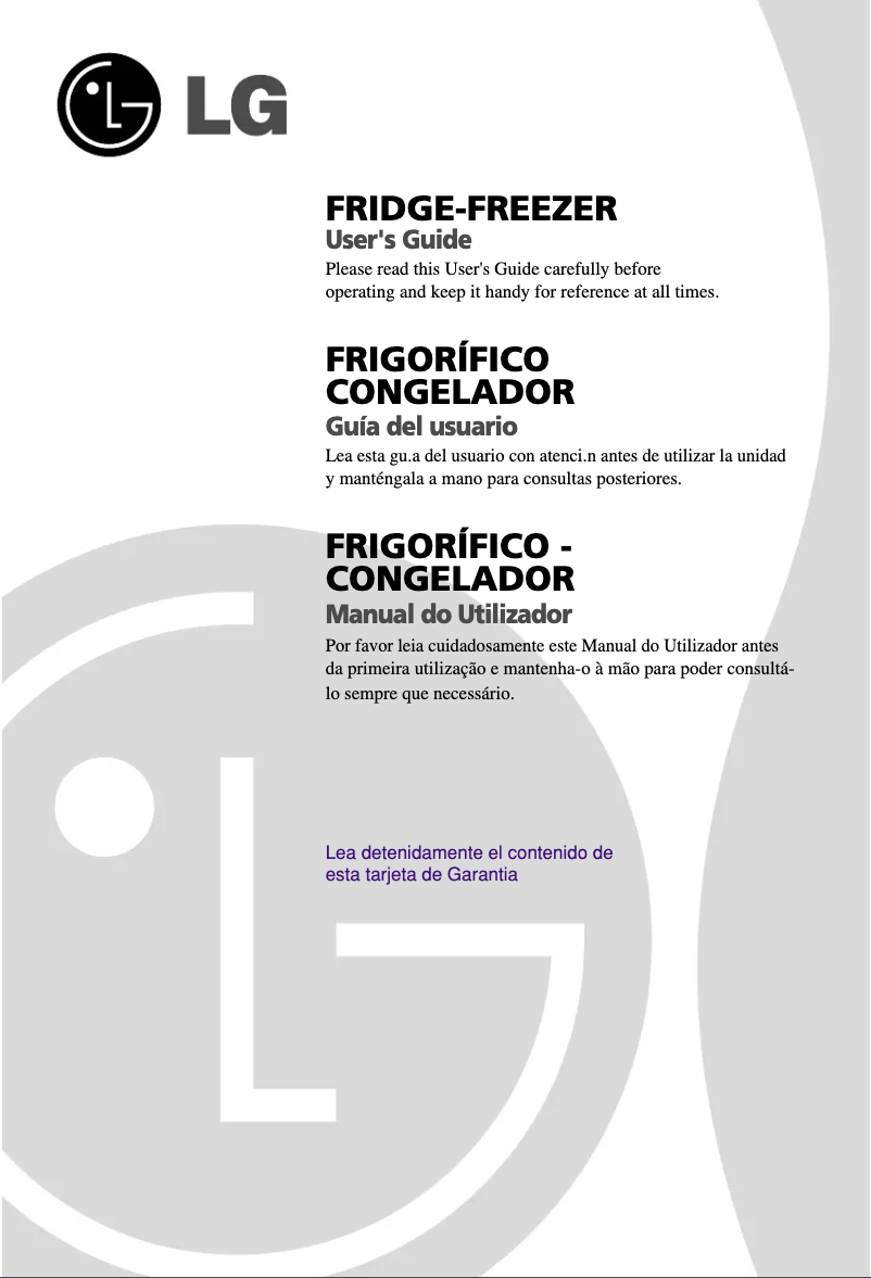 Page n°1 - Manuel utilisateur LG GR4292EWD