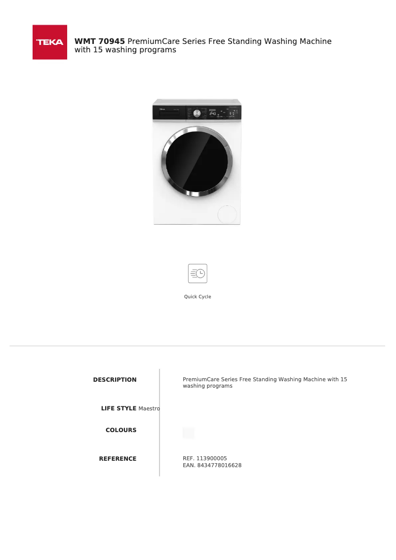 Página 1 del manual Manual de usuario Teka WMT 70945