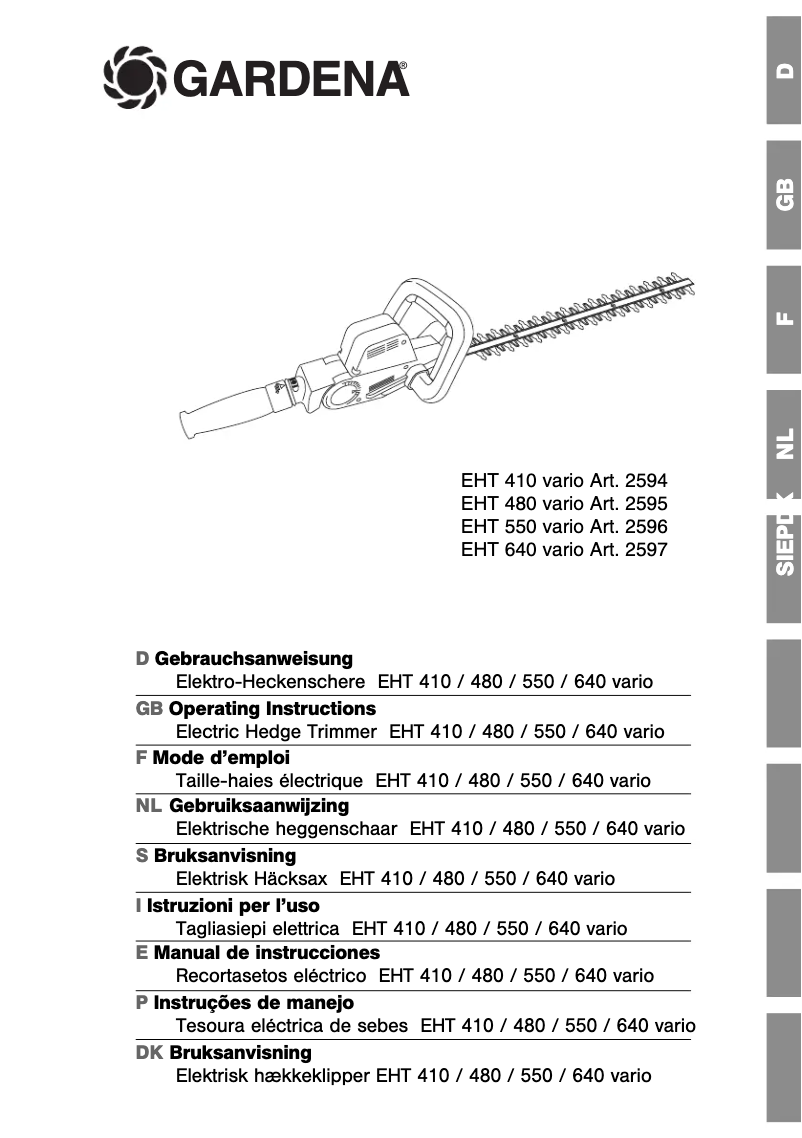 Page n°1 - Manuel utilisateur Gardena EHT 410 vario