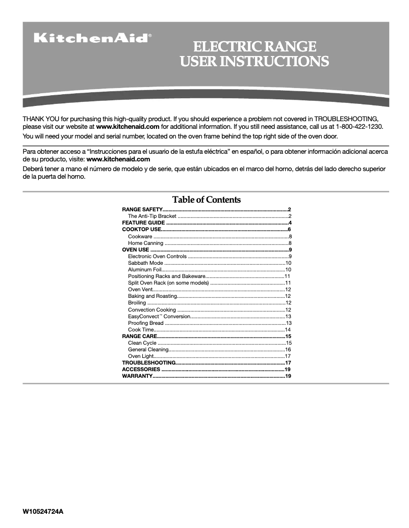 Page n°1 - Manuel d'utilisation et d'entretien KitchenAid KERS303BWH