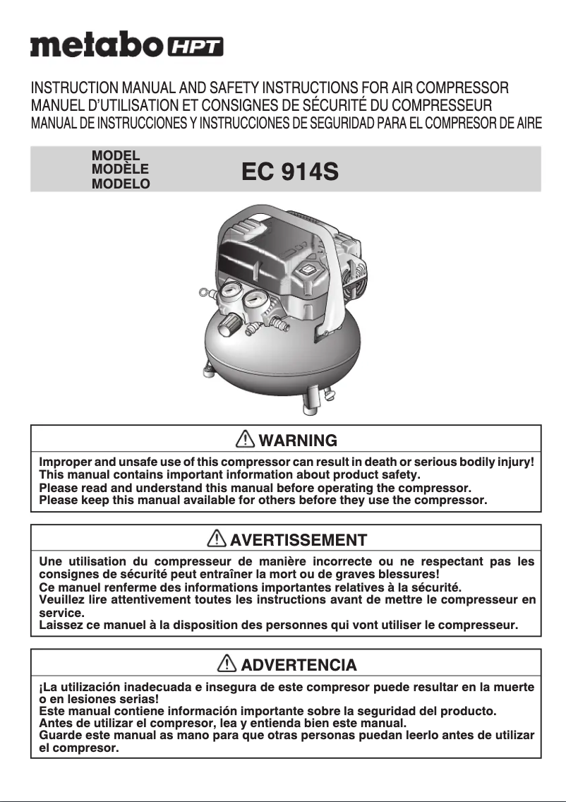 Page n°1 - Manuel utilisateur HiKOKI EC914S