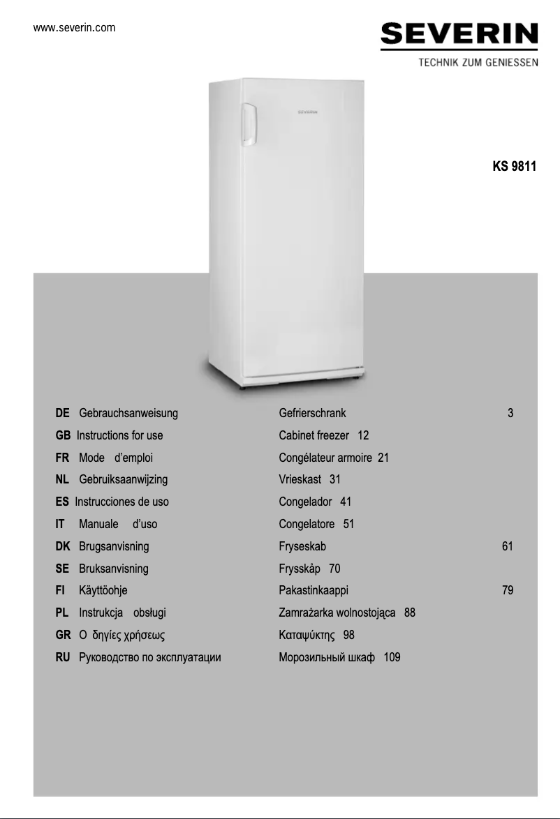 Page 1 de la notice Manuel utilisateur Severin KS 9811