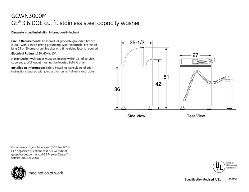 Image de la première page du manuel de l'appareil GCWN3000MWS
