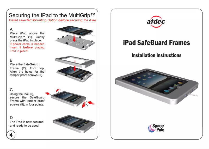 Page 1 de la notice Manuel utilisateur Atdec SpacePole