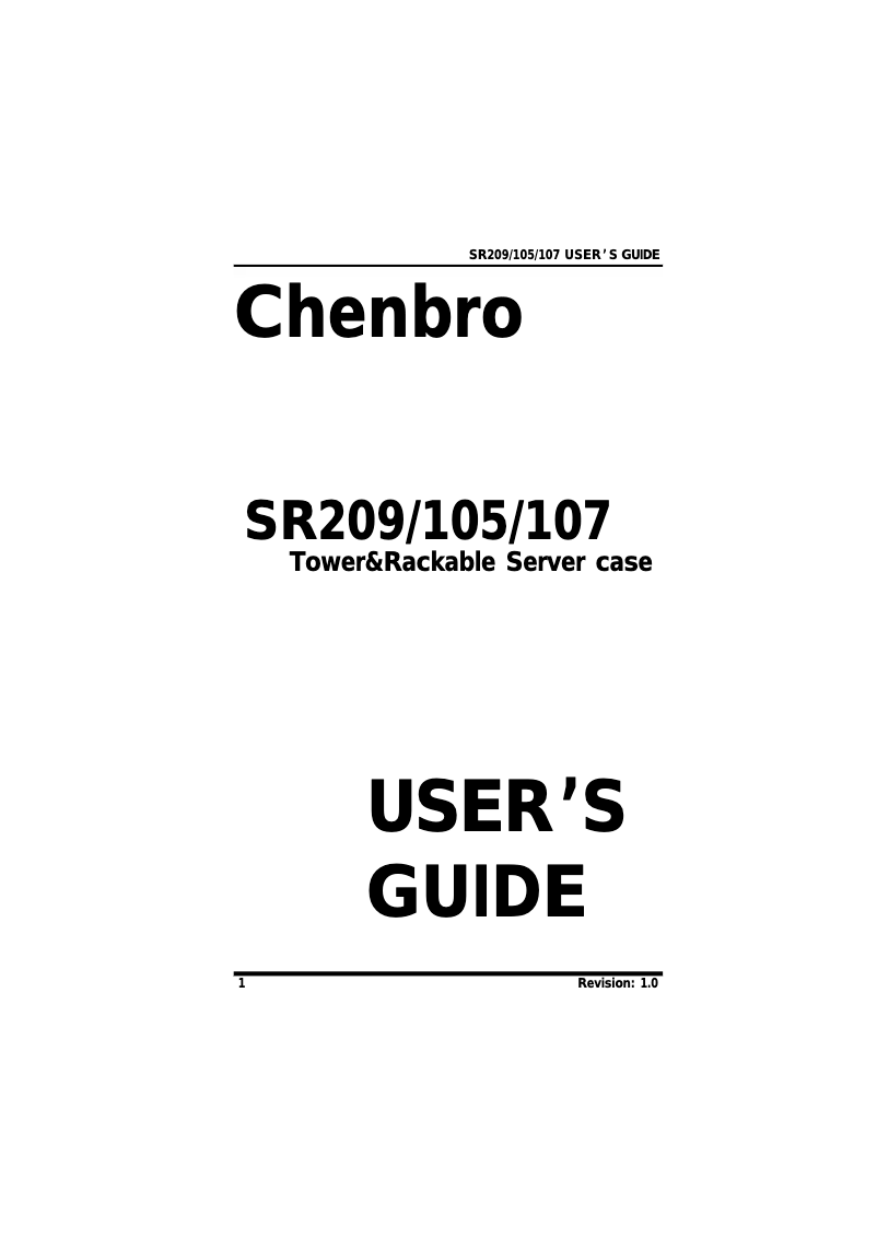 Page 1 de la notice Manuel utilisateur Chenbro Micom SR10569-C0