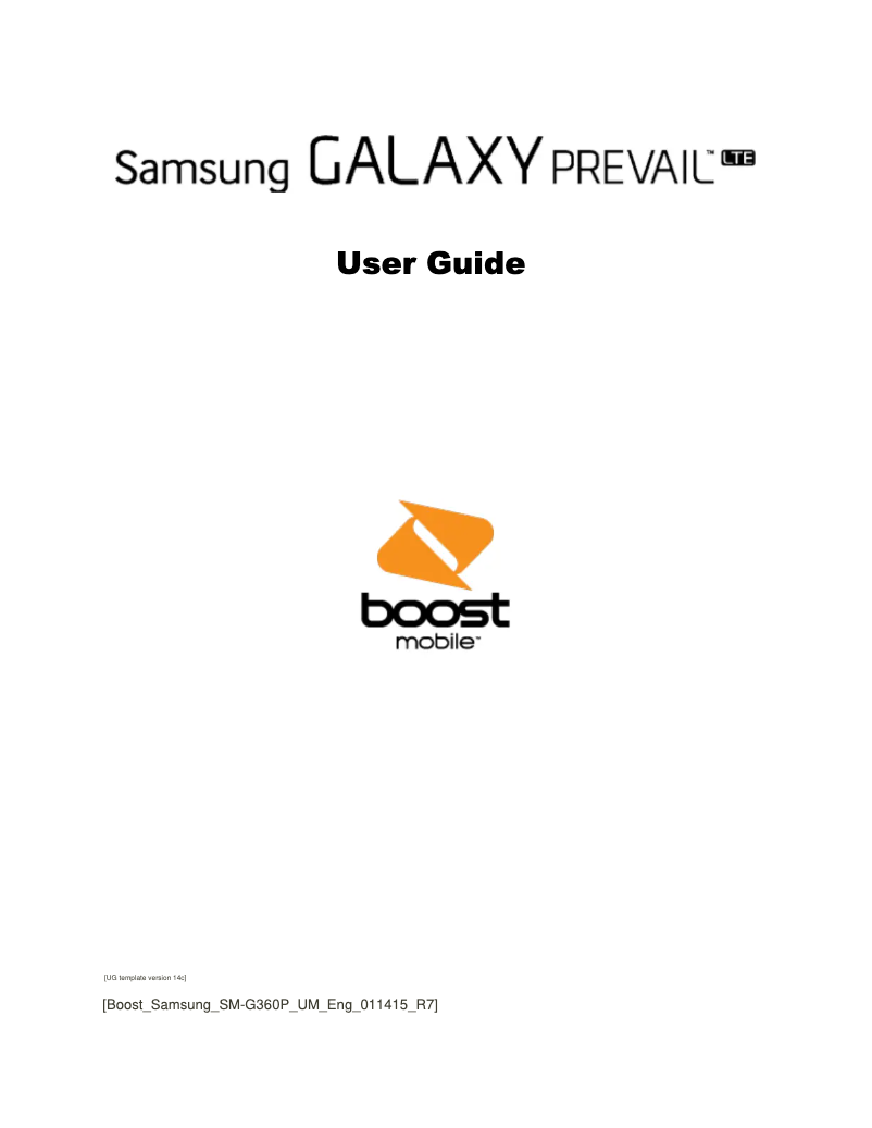 Page 1 de la notice Manuel utilisateur Samsung Galaxy Prevail