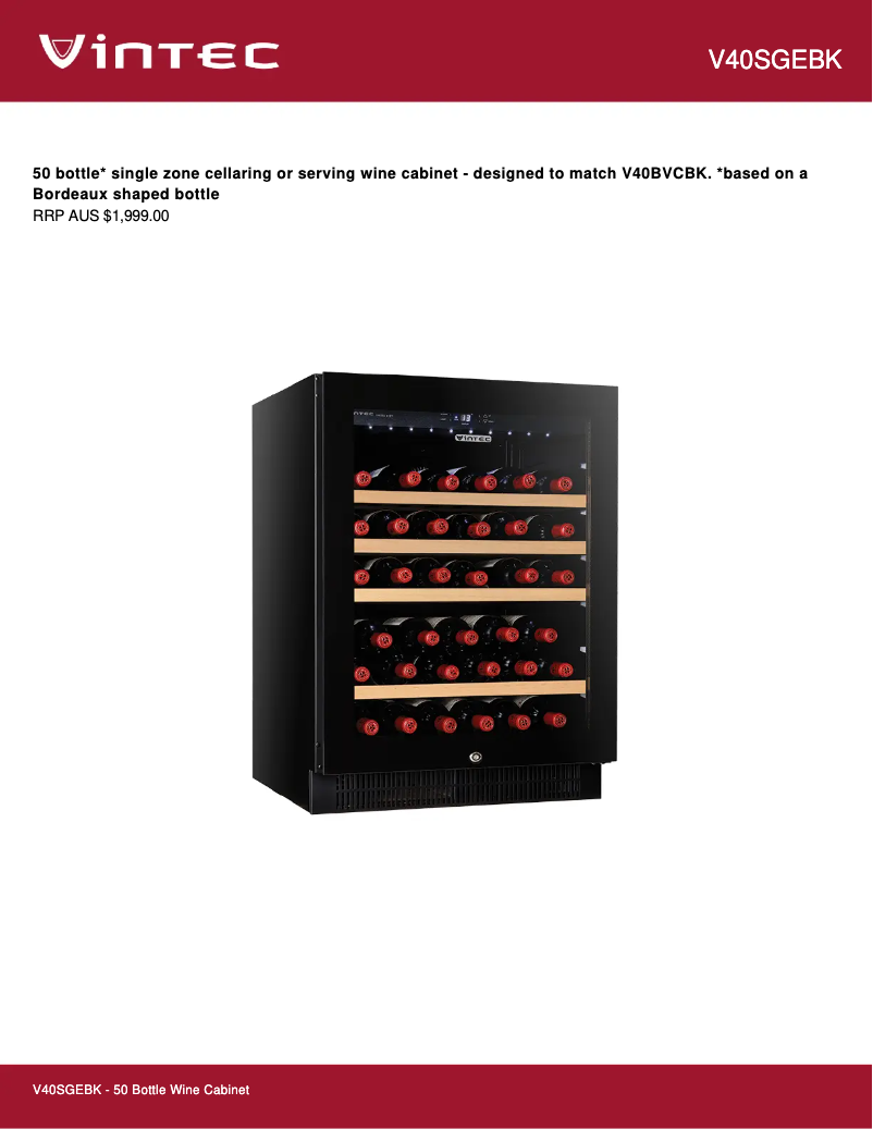 Image de la première page du manuel de l'appareil V40SGEBK