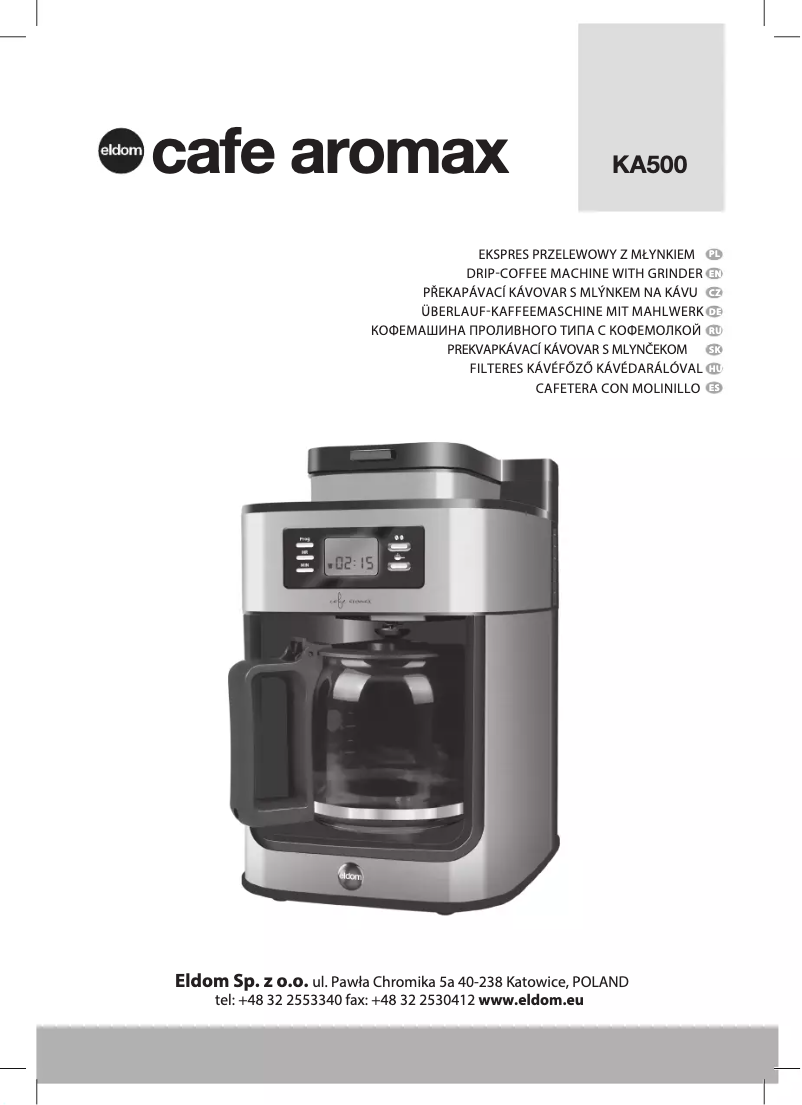 Página 1 del manual Manual de usuario Eldom Cafe Aromax KA500
