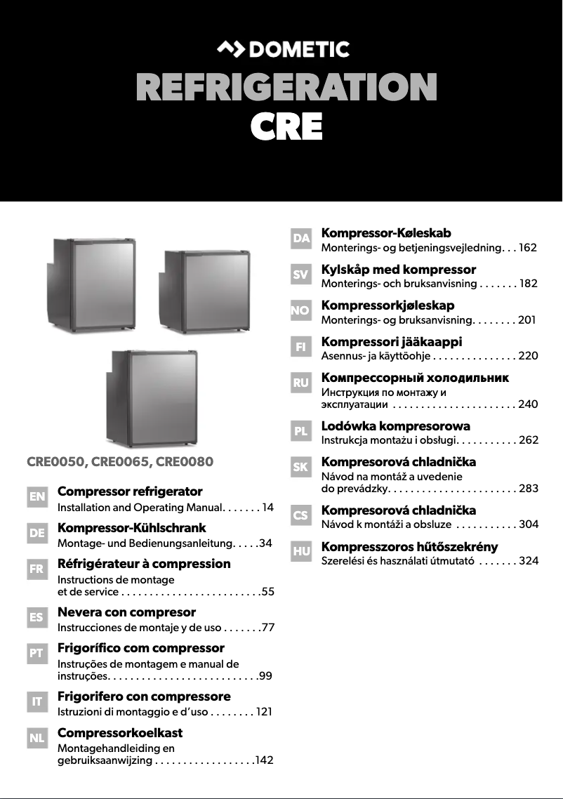 Page 1 de la notice Manuel utilisateur Dometic CRE 65E
